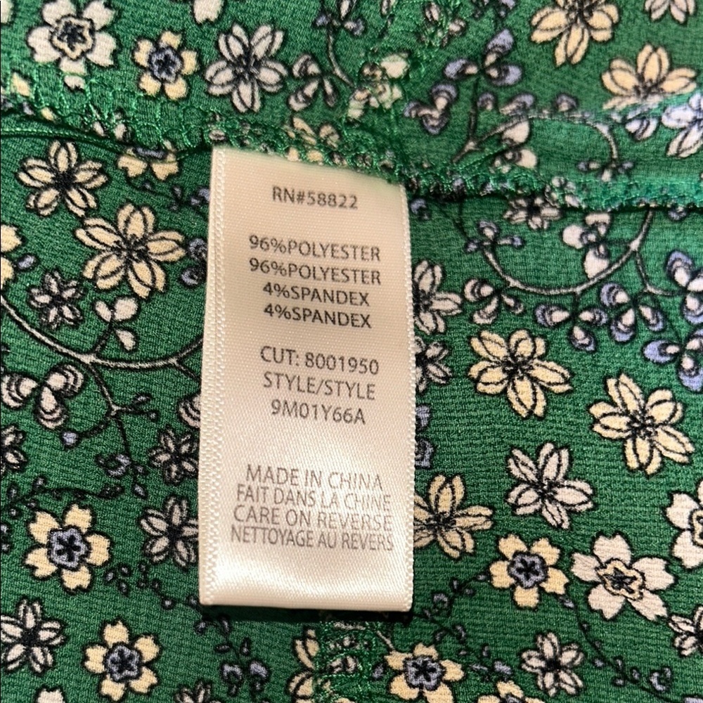 NWOT Max Studio Green Floral Bohemian Prairie Dress 3/4 sleeve - Picture 7 of 8